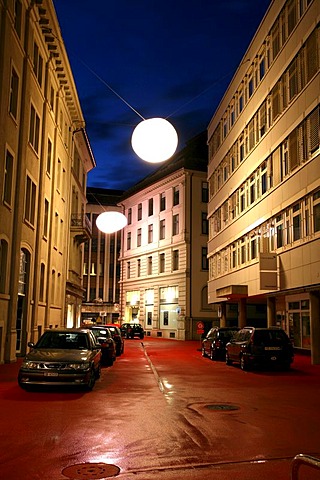 Revitalization of the derelict St. Gall downtown area "Bleicheli": Architect Carlos Martinez and artist Pipilotti Rist have created a "saloon", complete with red carpet and big lamps, St. Gall, Switzerland