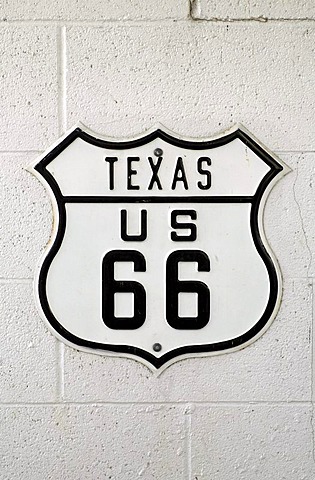 Sign of historic Route 66 through Texas, USA