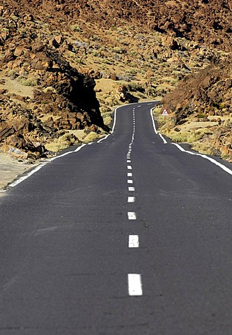 Road through Teide National Park, Teneriffe, Canary Islands, Spain