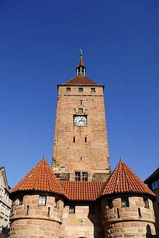 The Weisse Turm, or White Tower in Nuremberg, Bavaria, Germany, Europe