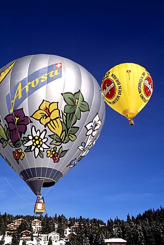 Hot-air balloons, Arosa, Graubuenden, Switzerland