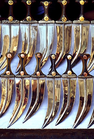 Jambiya or Jambia Daggers at a market, Sanaa, Yemen, Middle East