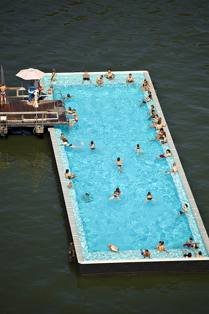 "Badeschiff", "bathing ship", public swimming pool, river Spree, Berlin, Germany