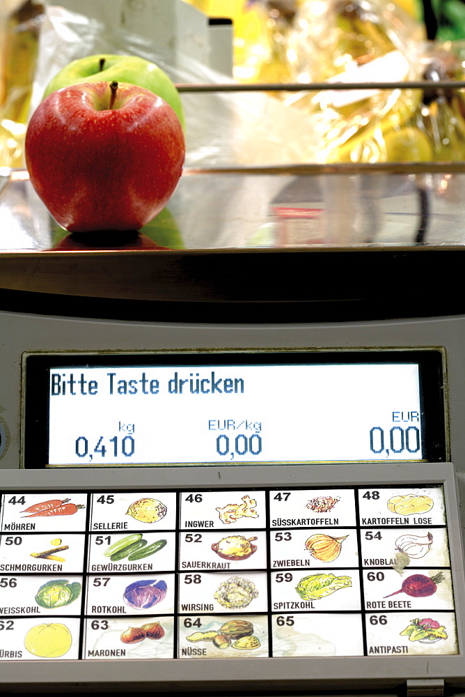 Apples on a supermarket scale (produce scale)