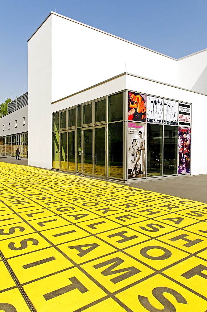 Field of letters of the Kuehn Malvezzi Markierung Glaslager architect team, in front of the Berlin Gallery, National Museum for Modern Art, Photography and Architecture, Berlin, Kreuzberg, Germany, Europe