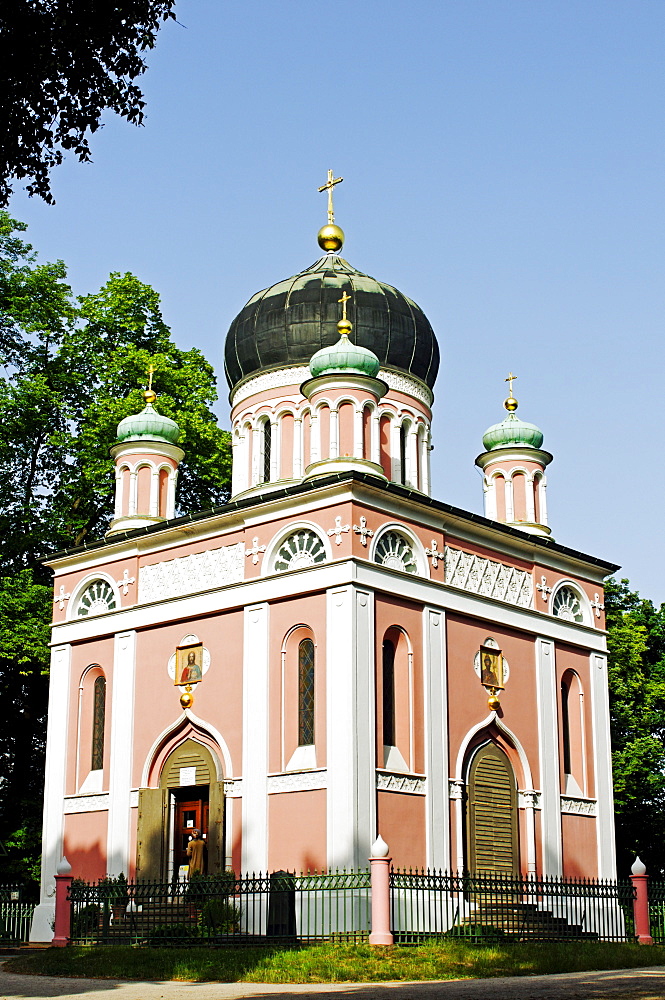 Russian-orthodox church Alexander Newski in the Russian colony Alexandrowka, Potsdam, Brandenburg, Germany, Europe