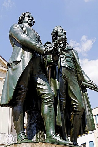 Monument to Goethe and Schiller, Weimar, Thuringia, Germany, Europe