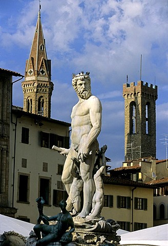 Badia Fiorentina, Statue of Neptune, Il Biancone, Bargello, Florence, Firenze, Tuscany, Italy, Europe