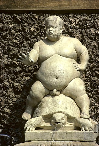 Fountain sculpture, Court Dwarf Cosimos I, Bacchus Fountain, Palazzo Pitti, Florence, Firenze, Tuscany, Italy, Europe