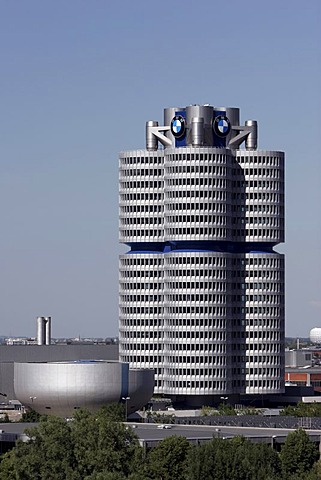 "Vierzylinder" (four-cylinder engine), BMW head office with museum, Munich, Bavaria, Germany