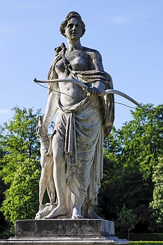 Statue of godess Diana, Castle Nymphenburg, Munich, Upper Bavaria, Germany