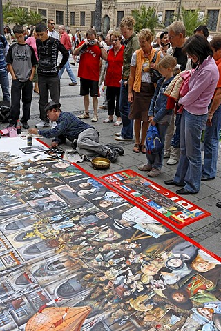 Pavement artist, Munich, Upper Bavaria, Bavaria, Germany