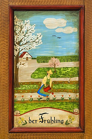 Spring, door panel of a farmer's wardrobe painted with the four seasons