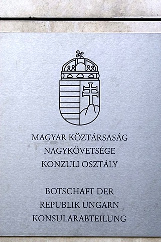 Sign of the Embassy of Hungary, Berlin, Germany