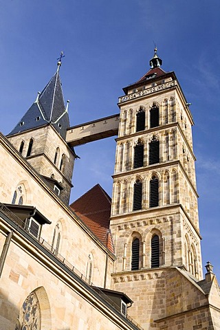 The two towers of the St. Dionys Church, Esslingen, Baden-Wuerttemberg, Germany