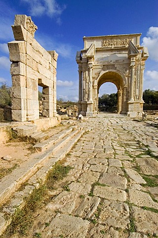 Triumph arch of Septimus Severus Leptis Magna, Libya, Unesco world heritage site