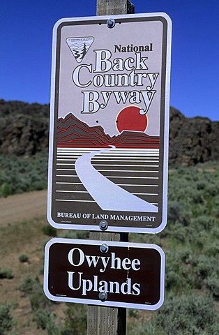 Road sign of a National Backcountry Scenic Byway, Idaho, USA