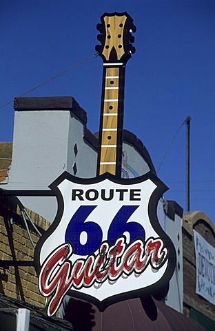 Sign of the historic route 66 in Amarillo, Texas, USA