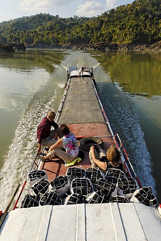 Speedboat on the Irrawaddy river, Myanmar