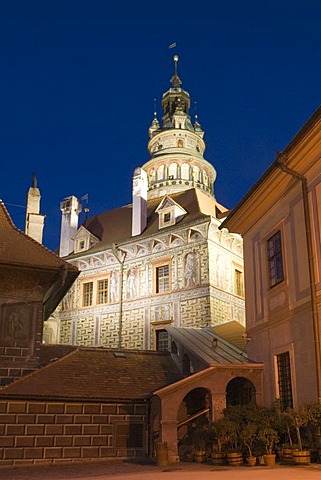 Schwarzenberg castle, historic old town of Cesky Krumlov, south Bohemia, Czech Republic