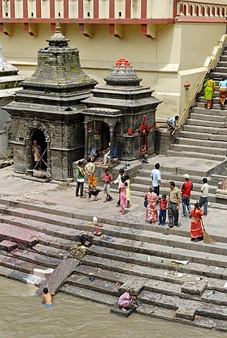 Cremation place, Ghats, of Pashupatinath at the holy Bagmati river, Kathmandu, Nepal