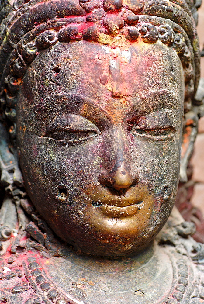 Historic bronce statue, Golden Temple Kwa Bahal, Patan, Kathmandu, Nepal