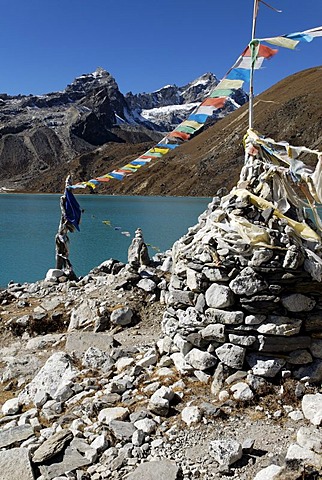 Holy lake Dudh Pokhari near Gokyo, Sagarmatha National Park, Khumbu Himal, Nepal