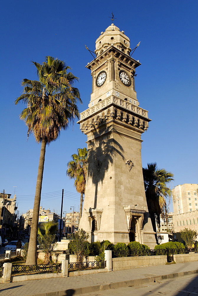 Clock tower in the old town of Aleppo, Syria