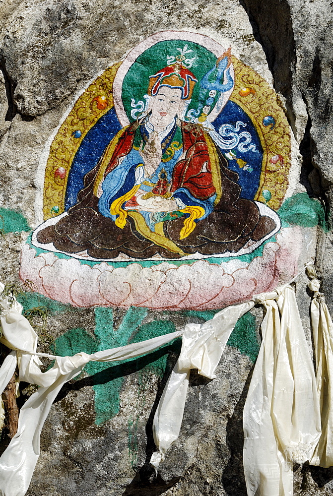 Religious painting, Bhote Koshi Tal, Sagarmatha National Park, Khumbu, Nepal