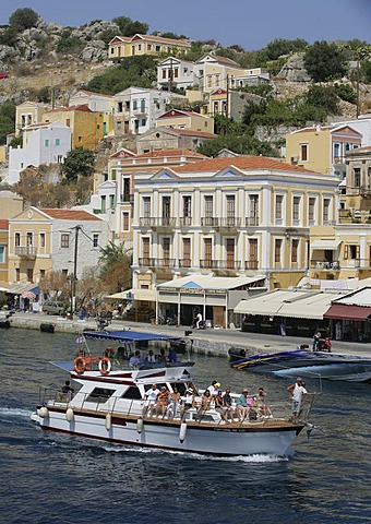 The Port of the Isle of Symi near Rhodes, Greece, Europe