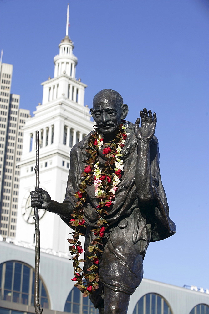 The Statue of the pacifist and human rights activist Mahatma Gandhi in San Francisco California, USA