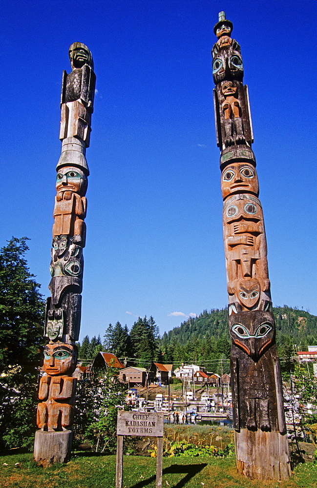 Tlingit totem poles, Wrangell, southeastern Alaska, USA