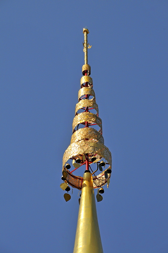 Golden ornamentation, Sareerikkatartsirirak Pagoda at Wat Phan On, inaugurated by King Bhumipol on June 9, 2007, Chiang Mai, Thailand, Southeast Asia, Asia