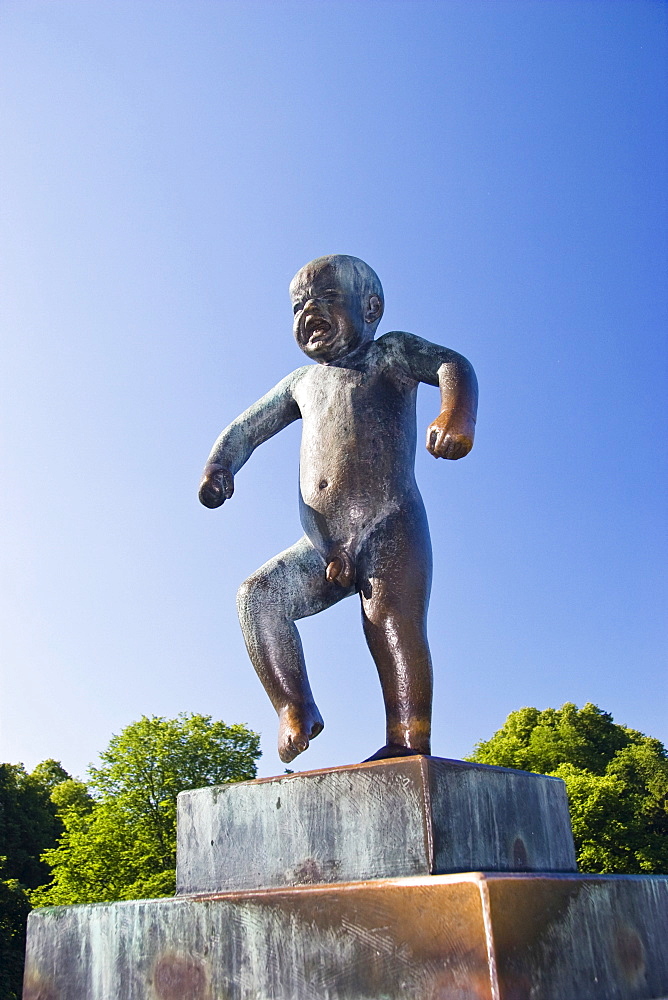 Bronze sculpture, Angry Boy, by Gustav Vigeland in Vigeland Sculpture Park, Frogner Park, Oslo, Norway, Scandinavia, Europe