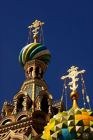 At the Gribojedow canal, church with colorful onion domes , Saint Petersburg , Russia , East Europe