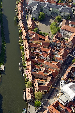 Aerial view, Bamberg Little Venice, Main river, Bamberg, Upper Franconia, Bavaria, Germany, Europe