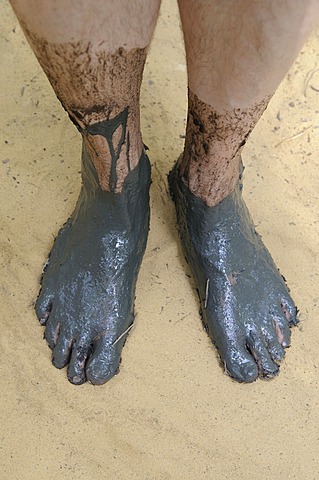 Men's muddy feet, barefoot park, Germany