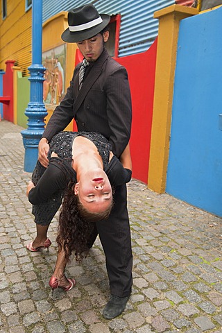 Couple of Tango dancers, El Caminito street, La Boca district, Buenos Aires, Argentina, South America