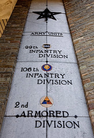 List of the divisions involved, Mardasson Memorial, a memorial to the fallen American soldiers of the Battle of the Ardennes in 1944, Bastogne, Wallonia, Belgium, Europe