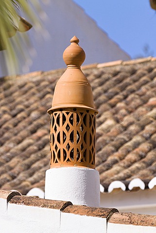 Chimney on a holiday house near Lagos, characteristic of the Algarve, Portugal, Europe