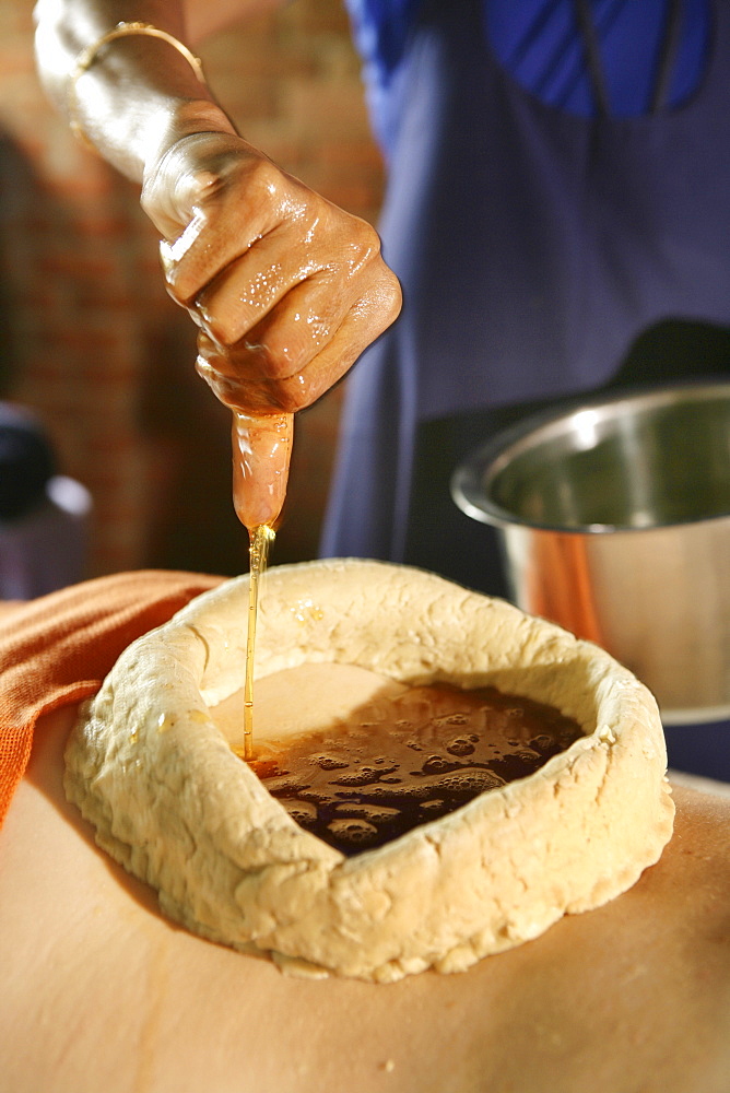 Massage oil, Somatheeram Ayurveda Resort, traditional Ayurvedic medicine spa resort in Trivandrum, Kerala, India, Asia