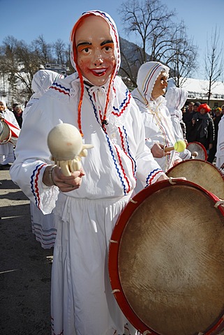 Trommelweiber, drumming women, Carnival in Bad Aussee, Ausseerland, Salzkammergut, Styria, Austria, Europe, PublicGround