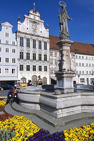 Maria column, Landsberg at the Lech, Allgaeu, Bavaria, Germany