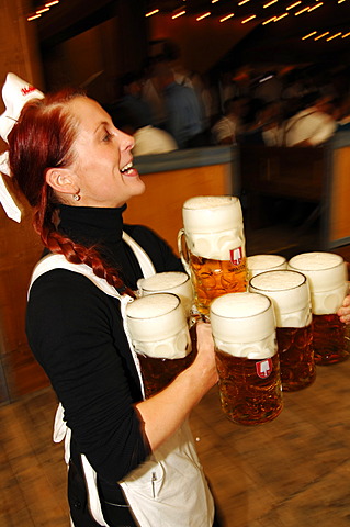 Waitress, Wies\'n, October fest, Munich, Bavaria, Germany, Europe