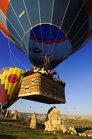 Balloon flight over the valley of Goereme, Cappadocia, Turkey, Western Asia