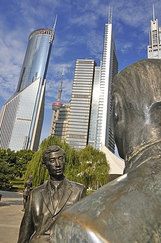 Statues in the Lujiazui Park, Oriental Pearl Tower, Pudong, Shanghai, China, Asia