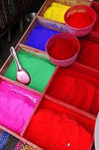 Color pigments, Pashupatinath, Kathmandu, Kathmandu Valley, Nepal, Asia