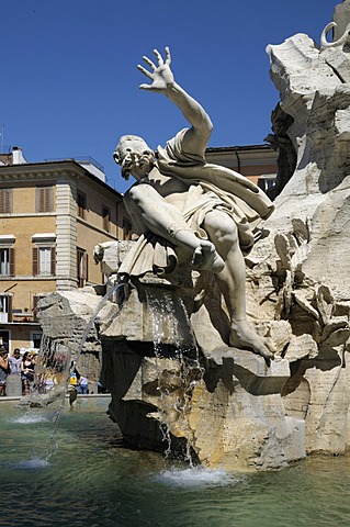 Fountain of the Four Rivers, designed by Bernini, Piazza Navona, Rome, Italy, Europe