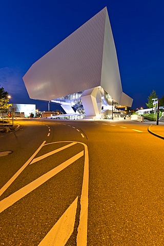 Porsche Museum, Porscheplatz square, Stuttgart-Zuffenhausen, Baden-Wuerttemberg, Germany, Europe