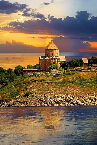 10th century Armenian Orthodox Cathedral of the Holy Cross on Akdamar Island, Lake Van, Turkey